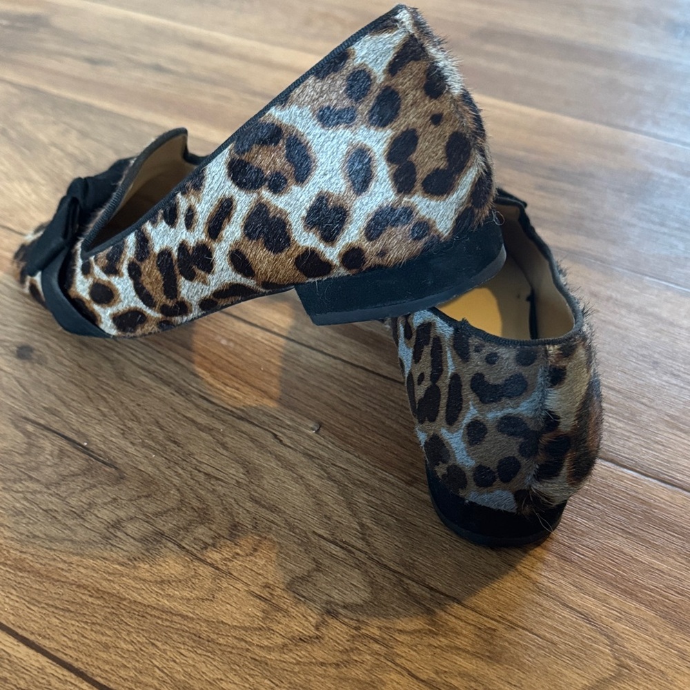 Talbots Animal Print Loafers with Black Bow - Picture 3 of 4